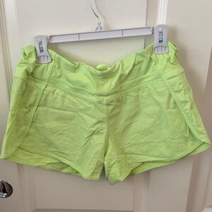 Lululemon 4” running short 10 lime/yellow
